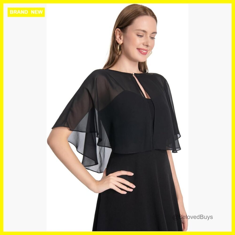 Soft Chiffon Capelet Shawl Wrap Bolero Cover Up for Wedding Evening